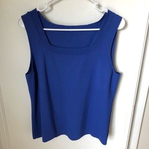 Square Neck Sleeveless Tank Top Blue Large L